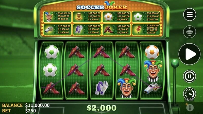 Soccer Joker - combinaison gagnante sur les rouleaux